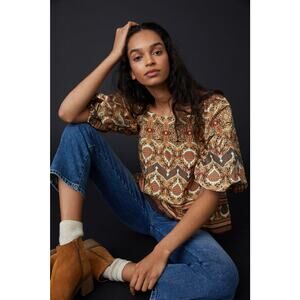 New Anthropologie Shannon Swing Blouse by Porridge $128 SMALL Retro